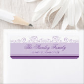 差出人住所ラベルかわいらし紫のカール ラベル (インサイチュ)