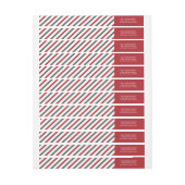 差出人住所ラベルのまわりの赤のストライプの覆い ラップアラウンドラベル (シート)