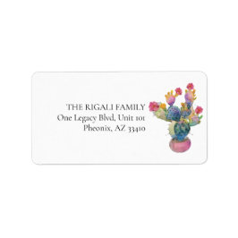 差出人住所ラベルカスタム水の色サボテン ラベル