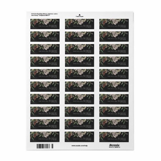 差出人住所ラベルクリスマス花模様シャルボード ラベル (フルシート)