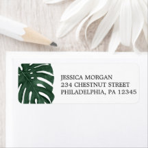 差出人住所ラベルトロピカルモンステラ