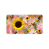 差出人住所ラベルヒマワリ蝶バンブルビー ラベル (正面)