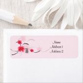 差出人住所ラベルピンクブロッサムダブル幸せ ラベル (インサイチュ)