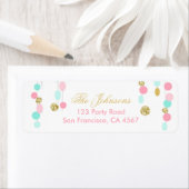 差出人住所ラベルピンクミント金ゴールドグリッター ラベル (インサイチュ)