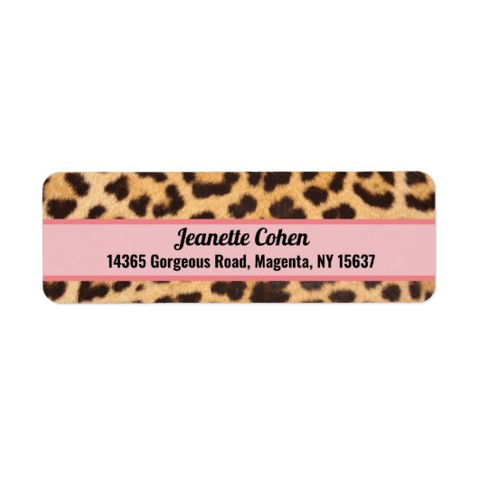 差出人住所ラベルピンクLeopardプリント ラベル (正面)