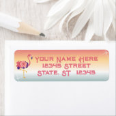 差出人住所ラベルフラミンゴサンセットシール ラベル (インサイチュ)