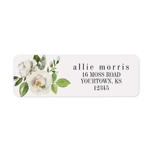 差出人住所ラベルブーケホワイトブライダルシャワー ラベル (正面)