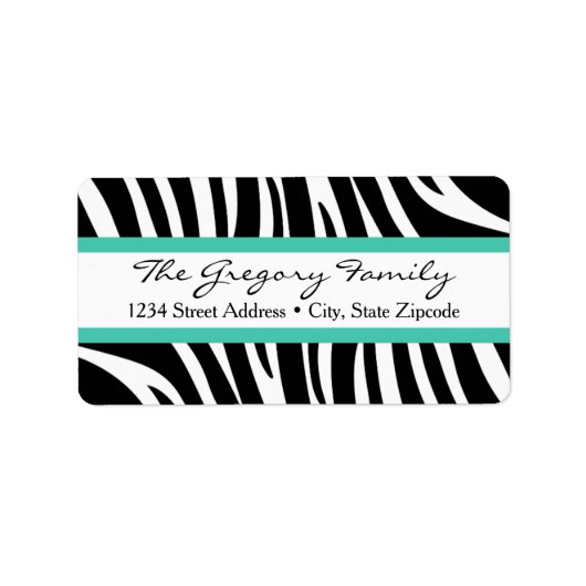 差出人住所ラベル│ゼブラプリントミントグリーン ラベル (正面)