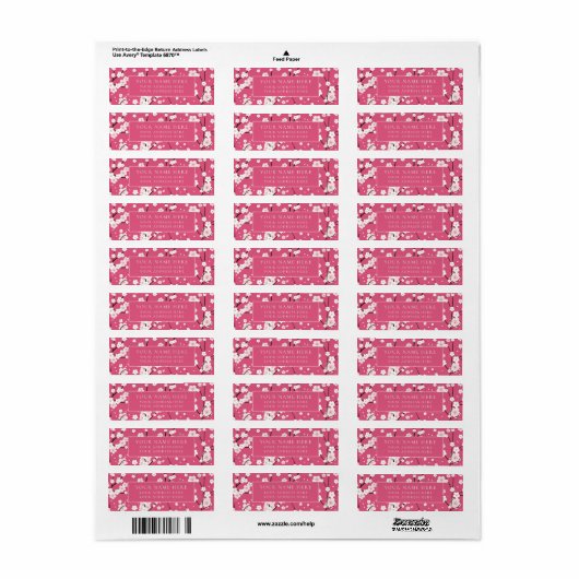 差出人住所ラベル:ピンクさくらんぼの花 ラベル (フルシート)