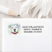 差出人住所ラベル – ホワイトピットブルヘッド ラベル (インサイチュ)