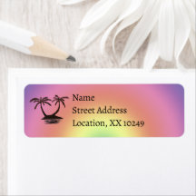 差出人住所ラベル – ヤシの木のシルエット