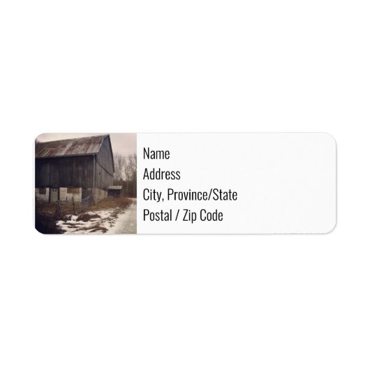 差出人住所ラベル – 冬の納屋 ラベル (正面)