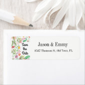 差出人住所ラベル – 日付フローラテーマの保存 ラベル (インサイチュ)