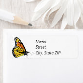 差出人住所ラベル(昆虫)オオカバマダラ、モナーク蝶(側面)。 ラベル (インサイチュ)