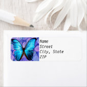 差出人住所ラベル – 紫陽花の青いモルフォ。 ラベル (インサイチュ)