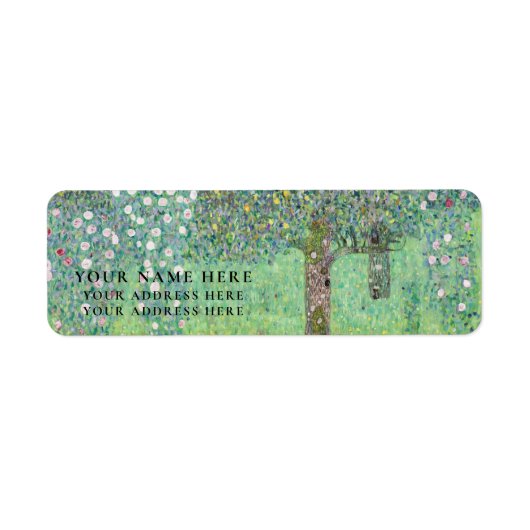 差出人住所ラベル:GUSTAVクリムト:バラの木 ラベル (正面)