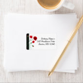 差出人住所ラベル | Red Poppies |黒、緑 ラベル (インサイチュ)