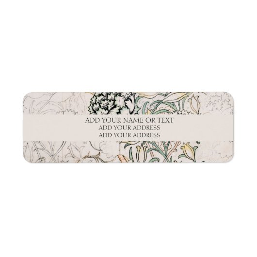 差出人住所ラベル: WILLIAM MORRIS WILD TULIP ラベル (正面)