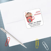 差出人住所レッドアイスクリームスワール魔法ハウス スクエアシール