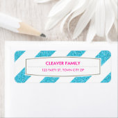 差出人住所ワイドストライプパターングリッターブルー ラベル (インサイチュ)