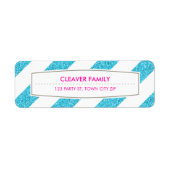 差出人住所ワイドストライプパターングリッターブルー ラベル (正面)