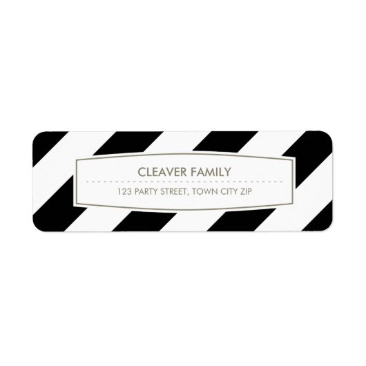 差出人住所ワイドストライプパターン白黒 ラベル (正面)