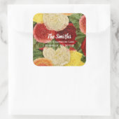 差出人住所ヴィンテージレッドホワイトピンクイエローローズ スクエアシール (バッグ)