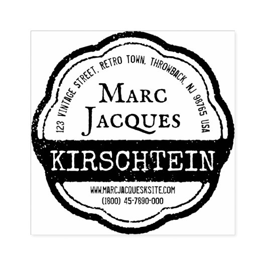 差出人住所ヴィンテージロゴ名リボン賞 ラバースタンプ (インプリント)