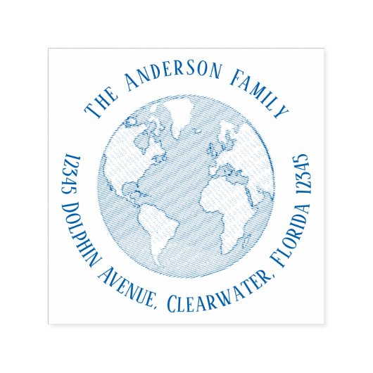 差出人住所地球シンプル球最小 セルフインキングスタンプ (デザイン)