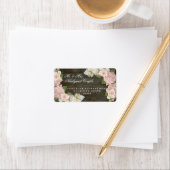 差出人住所大型ダークウッドピンクアジサイ ラベル (インサイチュ)