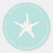 差出人住所封筒用シールシールビーチ結婚式 ラウンドシール (正面)