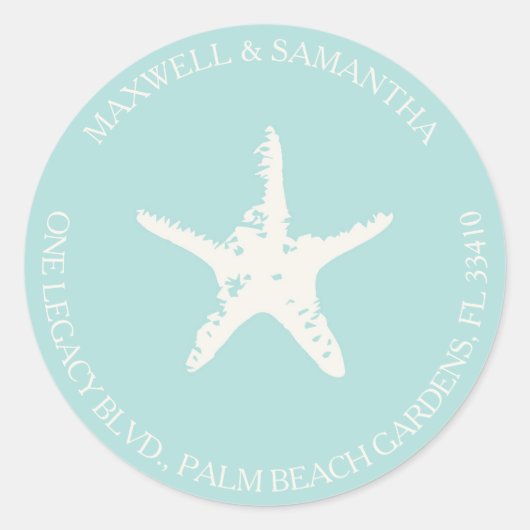 差出人住所封筒用シールシールビーチ結婚式 ラウンドシール (正面)