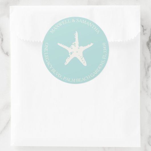 差出人住所封筒用シールシールビーチ結婚式 ラウンドシール (バッグ)