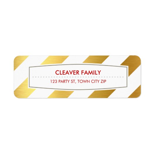 差出人住所幅ストライプ金ゴールド光沢 ラベル (正面)