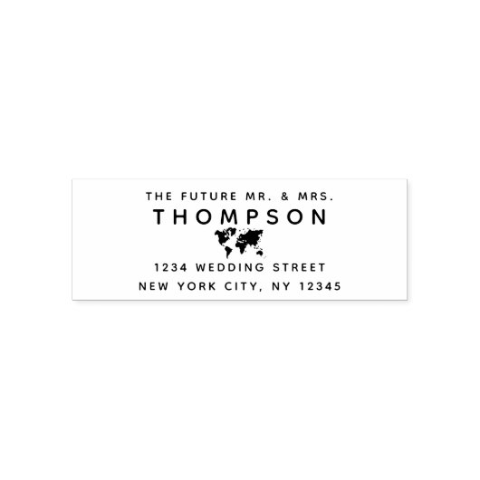 差出人住所未来ミセス結婚ズ世界地図 セルフインキングスタンプ (デザイン)