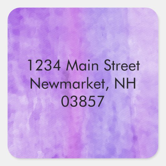 差出人住所水彩ストリークパープル スクエアシール (正面)