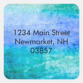 差出人住所水彩ストリークブルー スクエアシール
