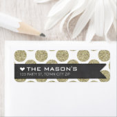 差出人住所水玉模様金ゴールドグリッター黒板 ラベル (インサイチュ)