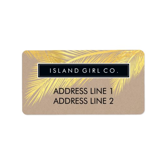 差出人住所熱帯性パームフロント金ゴールドクラフト ラベル (正面)