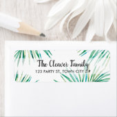 差出人住所熱帯水色ヤシの葉 ラベル (インサイチュ)