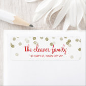 差出人住所紙吹雪水玉模様グリッター金ゴールド ラベル (インサイチュ)