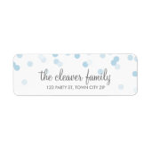 差出人住所紙吹雪水玉模様淡い色のベビーブルー ラベル (正面)