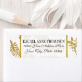 差出人住所結婚のモダン金ゴールドグリッターリーフ ラベル (インサイチュ)