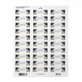 差出人住所結婚ズネイビーブルーホワイト花 ラベル (フルシート)