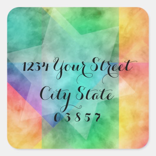 差出人住所色のブロックの水彩画のデザイン スクエアシール (正面)