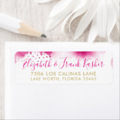 差出人住所金ゴールドかわいらし濃桃色 ラベル (インサイチュ)