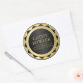 差出人住所金ゴールドと黒丸ラベル ラウンドシール (封筒)