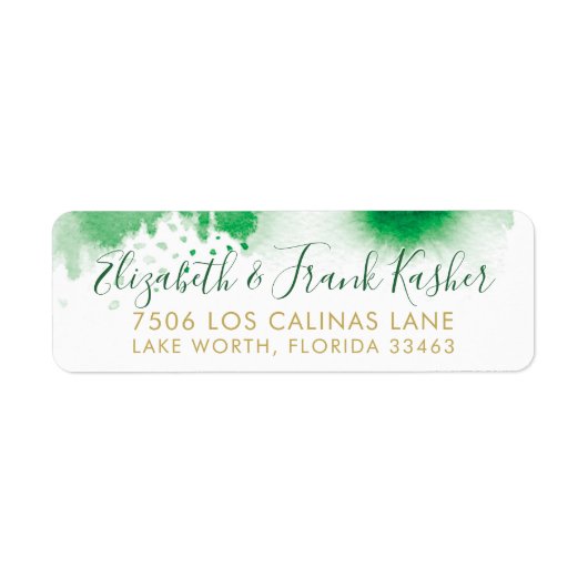 差出人住所金ゴールド明るいケリーグリーン水色 ラベル (正面)
