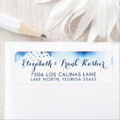 差出人住所頭が切れるネイビーブルー水彩色 ラベル (インサイチュ)