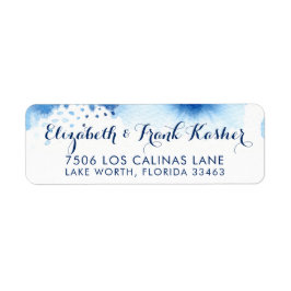 差出人住所頭が切れるネイビーブルー水彩色 ラベル